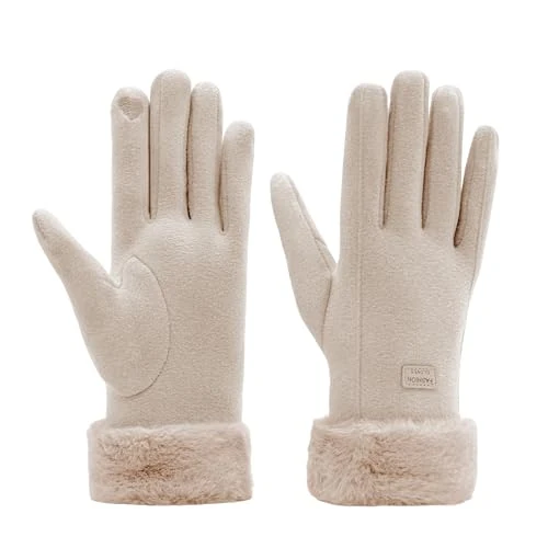 Limitiertes Angebot: BAVATEE Damen Winter Warm Touchscreen Handschuhe mit Fleece Gefütterte, Weiche Winterhandschuhe für Autofahren, Radfahren und Spazierengehen, Elegant Thermohandschuhe für Geschenk Weihnachten von 10.99 EUR auf 6.49 EUR (Spare 41%)