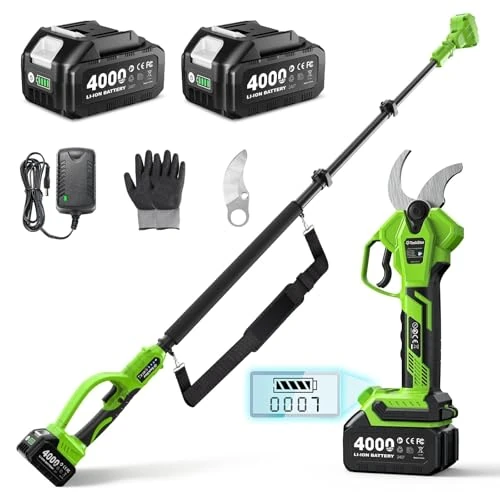 Oferta limitada: TaskStar Tijeras de Podar Eléctricas Inalámbricas 2 en 1: Diámetro de Corte 40mm Podadora de Poste Sin Escobillas – 2 Baterías de 4000mAh, Hoja SK5 de Repuesto, 4 Modos de Corte para Flores y Árboles de 179.99 € a 179.99 € (ahorro 0.00%)