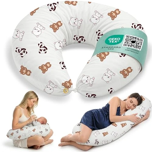Offerta a tempo: Cuscino Gravidanza e Allattamento per Dormire di Lato per Donne Incinta Idea Regalo per Neo Mamme con Federa in 100% Cotone e Morbido Riempimento Accessorio Full Body Premaman per un Sostegno Ottimale - 10% da 35.99 € a 32.48 €