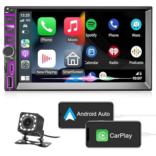 Limitiertes Angebot: DYWSWINN 7-Zoll Autoradio mit Bildschirm with Carplay, Android Auto, Bluetooth, Mirror Link, RDS/FM/AM/GPS Navi, HD Capacitive Touchscreen Car Radio, Waterproof Backup Camera, Ladeanschlüsse von 54.99 EUR auf 54.99 EUR (Spare 0%)
