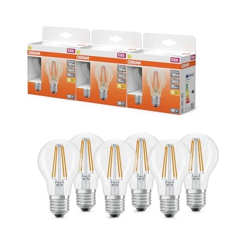 Oferta limitada: OSRAM Lámpara LED forma de estrella, filamento A60, 2700 K blanco cálido, 5,9 W, E27, transparente, 806 lm, 15.000 h, para lámparas de techo y de pie, salón,3-Pack de 28.99 € a 28.99 € (ahorro 0.00%)