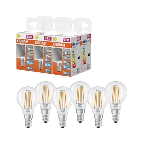 Offerta a tempo: OSRAM Lampada LED Star Globe P40 Filament, 6500 K luce bianca fredda diurna, 3,4 W, E14, trasparente, 470 lm, per apparecchi da tavolo e a sospensione, 15.000 ore,6-Pack - 0.00% da 31.99 € a 31.99 €
