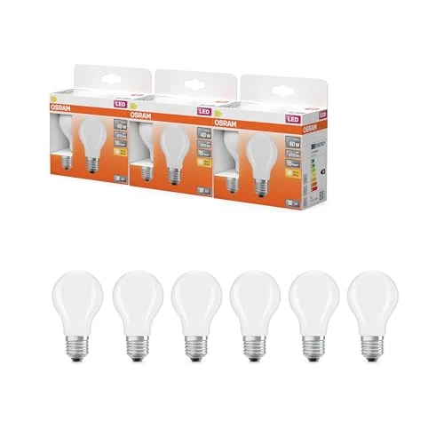 OSRAM Lámpara LED forma de estrella, filamento A40, 2700 K blanco cálido, 3,4 W, E27, mate, 470 lm, 15.000 h, para lámparas de techo y de pie, antideslumbrante.,3-Pack