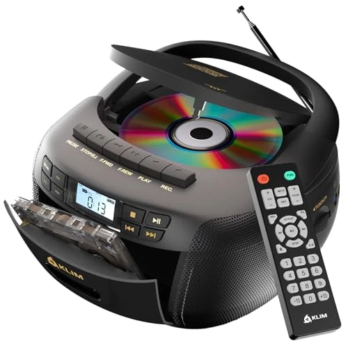 Offre limitee: KLIM Lecteur CD & Lecteur Cassette Audio, AM/FM Poste Radio CD, Bluetooth, Son stéréo, Télécommande, Enregistrement de Cassettes, USB, AUX, Radio Cassette - Noir/Or de 72.97 EUR a 55.46 EUR (economie 24%)