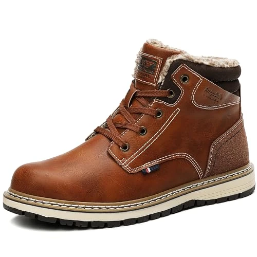 Offre limitee: ARRIGO BELLO Bottes Homme Hiver Chaussure Bottines Montante Fourrure Antidérapant Chaude Cuir Neige Randonnée Boots Taille 41-46 (B Marron-Fourrure Chaude, Taille 44) de 48.99 EUR a 29.99 EUR (economie 39%)