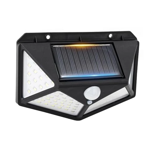 GRIFEMA Faretto LED da Esterno Solare con Sensore di Movimento, 100 LEDs, 3 Modalità, Angolo 270°, IP65, Batteria 800mAh, Lampada Solare da Giardino, GDK203