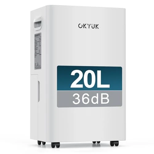 Offerta a tempo: OKYUK Deumidificatore 20L/Giorno, deumidificatore casa 5.5L serbatoio d'acqua, 60 m²con spegnimento automatico Timing 24H, bagno, camera da letto, cantina.Sost. 1 anno, Garan. 10 anni. (20L Bianco) - 31% da 199.90 € a 137.94 €