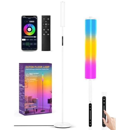 Offerta a tempo: OUTON Lampada da Terra LED con Telecomando e Controllo App, 1500 LM, 16 Milioni di Colori, 32 Modalità Scena, Sync Musicale, Piantana d’Angolo Moderna per Soggiorno, Camera da Letto, Gaming, Bianco - 13% da 22.99 € a 19.99 €