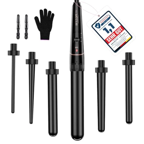 Beperkte aanbieding: BESTOPE PRO 6-in-1 krultang, grote krullen en kleine krultangen, krultang met verschillende opzetstukken, handschoenen, temperatuur instelbaar, zwart van 48.03 EUR naar 48.03 EUR (besparing 0%)