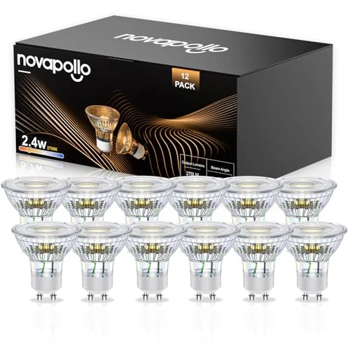 Offerta a tempo: Lampadine LED GU10 Novapollo Non Dimmerabili, 2.4W (Equivalenti a 35W), 2700K Luce Calda, Lunga Durata, Basso Consumo, per Casa e Ufficio, 12 pezzi - 69% da 19.99 € a 6.20 €