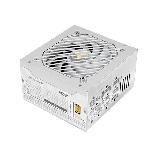 Mars Gaming MPB850PSI, Alimentatore Full Modulare ATX 850W, 10 Anni di Garanzia, 80Plus Gold 90%, Ventola SI 14cm, Tecnologia AI2-RPM, DC-DC e SMD, ATX 3.1 e PCIe 5.1, Connettore 12V 2x6, Bianco