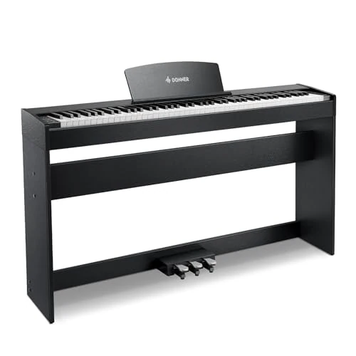 Limitiertes Angebot: Donner DDP-50 Gewichtetes Digitalpiano 88-Tasten-Keyboard für Anfänger, Vollwertiges E-Piano-Keyboard mit Möbelständer und 3-Pedal-Einheit von 449.99 EUR auf 379.99 EUR (Spare 16%)