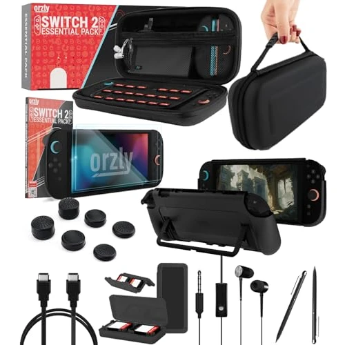 Offerta a tempo: Orzly Accessori per Switch 2 – Custodia e Pellicola Protettiva per Nintendo Switch 2 (2025), Cavo di Ricarica, Porta Giochi, Custodia con Impugnatura Comfort, Cuffie e Altro – Edizione Regalo - 29% da 39.99 € a 28.21 €