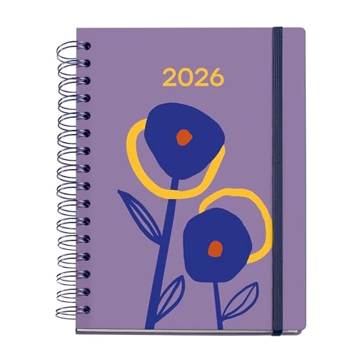Limited-time offer: Miquelrius - Week to View 2026 Diary, Size 160 x 218 mm, Weekly Planning, Double Wire, Laminated Cardboard Cover, 100 g/m² Paper, 6 Languages, Stickers, Marguerita Collection, Floral from 17.05 £ to 17.05 £ (save 0.0%)