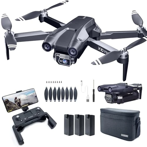 Offerta a tempo: Drone GPS con telecamera 4K, tempo di volo lungo 90 min, raggio di controllo lungo 1000 m, ritorno automatico, follow automatico, motore brushless, quadricottero RC CHUBORY X10 PRO per principianti - 56% da 319.99 € a 139.99 €