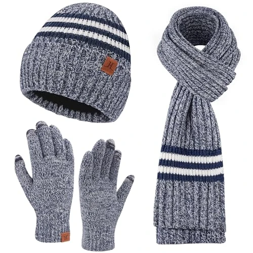 Offre limitee: Bequemer Laden Ensemble Bonnet Écharpe Longue Gants Tactiles Homme Hiver - Tricoté avec Doublure Fleece Chaud, Cadeau pour Homme de 28.04 EUR a 26.64 EUR (economie 5%)