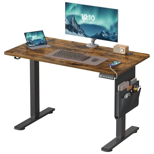Offerta a tempo: SONGMICS Scrivania Regolabile in Altezza Elettrica, 100 x 60 cm, Scrivania Elettrica, Tavolo con Memoria per 4 Altezze, Porta USB-C, Marrone Vintage LSD130KD01 - 15% da 85.99 € a 73.09 €