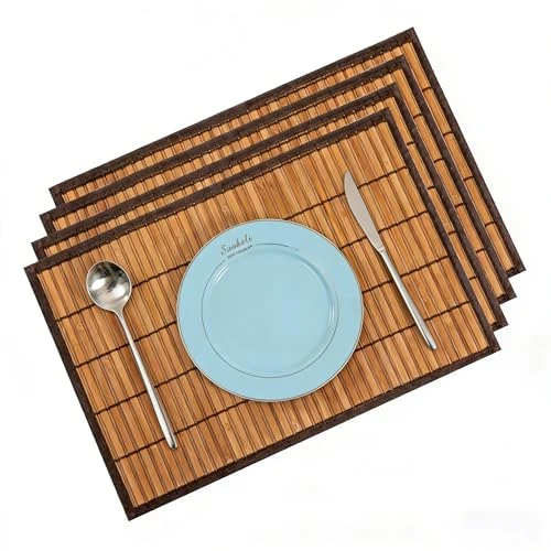 Oferta limitada: Dlwmoo Juego de 4 manteles Individuales de bambú Resistentes a la Suciedad, Antideslizantes y Resistentes al Calor para Mesa de Cocina, restaurantes y familias (marrón, 30 x 45 cm) de 18.99 € a 12.99 € (ahorro 32%)