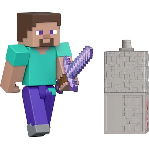 Offerta a tempo: Mattel Minecraft - Steve Pietra Rossa, set da collezione ispirato al videogioco con action figure del personaggio Steve, accessorio e Pezzo da Costruzione Pietra Rossa incluso, 6+ anni, JJR85 - 19% da 14.99 € a 12.09 €