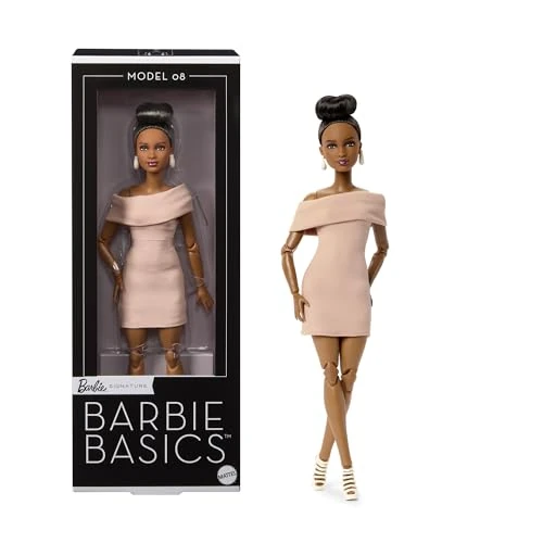 Offerta a tempo: Barbie Signature - Barbie Basics Modello 08, bambola da collezione con capelli castani, abito color cuoio e corpo snodato, idea regalo Festa della Mamma, JJX27 - 49% da 41.99 € a 21.24 €