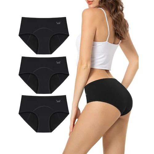 Offerta a tempo: TANSTC Mutande Mestruali Assorbenti 60ML, Donna Cotone Slip Ciclo Protettive periodico Intima Mestruale Ecologico con 4 Strati Anti Perdite Lavabili, Nero, 3 Pack, 3XL - 35% da 24.99 € a 16.28 €