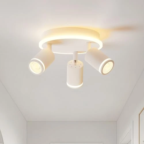 Offerta a tempo: LVWIT Faretto LED Soffitto, Faretto Orientabili Bianchi, Lampadario Faretti GU10, Faretti 3 Luci Bianco, Faretto da Soffitto a Base Circolare, Plafoniera Camera da Letto (Senza Lampadina) - 20% da 41.99 € a 33.76 €