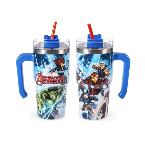 Offerta a tempo: H&H Tazza Termica con Cannuccia Avengers Bluestorm – Tumbler Termico 0,6L, in Acciaio Inox | Isolamento Termico Doppia Parete | Riutilizzabile, Antigoccia, Ideale per Scuola, Ufficio, Sport e Viaggi - 0.00% da 14.46 € a 14.46 €