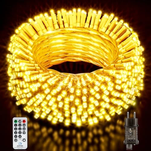 Buudala Lampki choinkowe, 43,2 m/141,73 FT 320 diod LED, zewnętrzne i wewnętrzne, 8 trybów z funkcją pamięci i pilotem zdalnego sterowania lampki świąteczne do ogrodu, na balkon, imprezę, ciepła biel