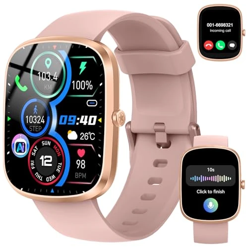 Oferta limitada: IA Reloj Inteligente Hombre Mujer, IA Interactiva Smartwatch con Llamadas Bluetooth, 110+ Modos Deportivos Smart Watch con ChatGPT Salud IA, Pulsómetro/Monitor de Sueño, IP68 Impermeable Rosa Claro de 29.99 EUR a 19.99 EUR (ahorro 33%)