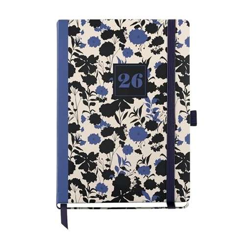 Miquelrius - Kalendarz tygodniowy widok 2026, łatwy do przenoszenia (122 x 168 mm), planowanie tygodniowe, sztywna okładka kartonowa, spirala, elastyczne zamknięcie gumowe, papier 80 g/m², ES-EN-PT