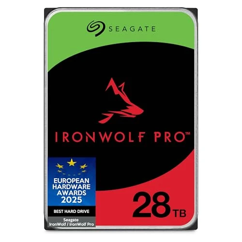 Seagate IronWolf Pro 28TB, NAS internal hard drive, 3.5", 7200 U/Min, CMR, 512 MB Cache, SATA 6 GB/S, Data Rescue Service (ST28000NTZ00)