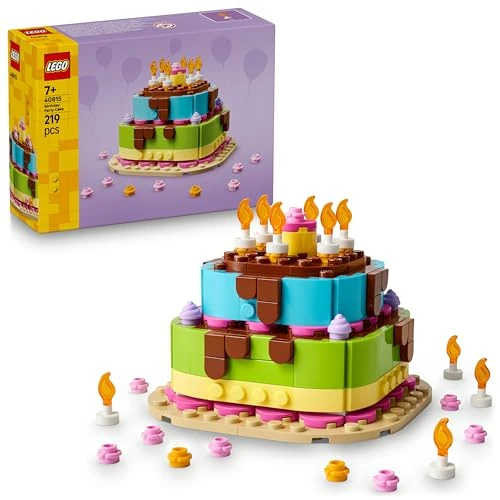Limited-time offer: LEGO Birthday Party Cake Toy - Kids' Crafts Kit w/ 10 Candles, Icing & Colourful Flowers for Room Decor - Gift Idea for 7+ Year Old Girls, Boys & Families - 40815 from 12.99 £ to 12.99 £ (save 0.00%)