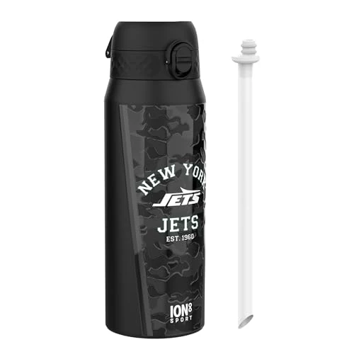 Beperkte aanbieding: NFL New York Jets Thermosfles Met Verwijderbaar Rietje, 750ml/24oz, Lekvrij Geïsoleerde Drinkfles, Makkelijk Te Openen, Veilige Sluiting, Vaatwasmachinebestendig, Klapdeksel, Metalen Fles van 27.12 EUR naar 27.12 EUR (besparing 0%)