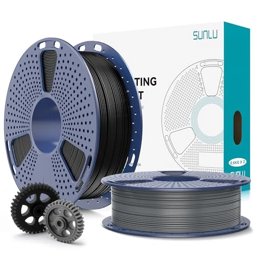 Offerta a tempo: SUNLU Confezione di 2 filamenti PLA+2.0, 500 g, filamento per stampante 3D PLA+, 1,75 mm, più resistente e forte, 0,5 kg per bobina, 1 kg in totale, nero + grigio - 93.94% da 313.60 € a 18.99 €