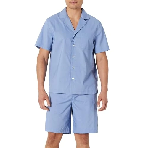 Offerta a tempo: Amazon Essentials Set Pigiama con Camicia a Maniche Corte, Abbottonatura frontale, Colletto a Revers e Pantaloncini Uomo, Blu Fiordaliso, M - 20% da 23.90 € a 19.10 €