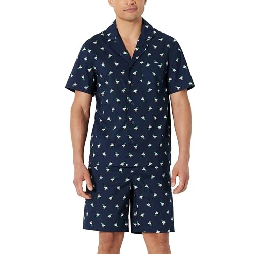 Limited-time offer: Amazon Essentials Men's Cotton Stretch Poplin Notch Collar Short Pj Set, Navy Ducks, XX-Large from $24.70 to $24.70 (save 0.00%)