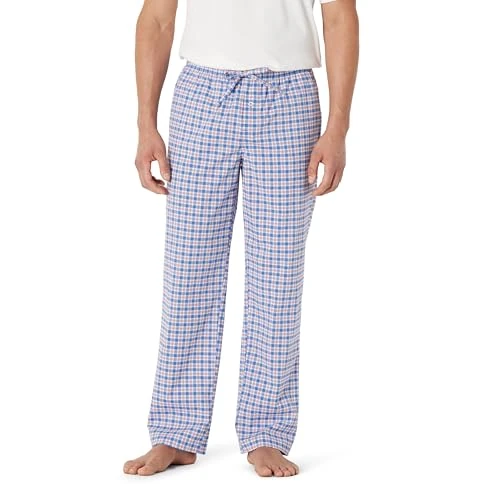 Limited-time offer: Amazon Essentials Men's Cotton Poplin Straight-fit Pyjama Trousers With Drawstring Elastic Waist, Cornflower Blue Check, S from 8.69 £ to 8.32 £ (save 4%)