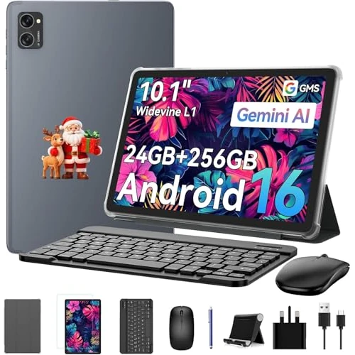Offre limitee: KINGRID Tablette 10 Pouces Android 16, 24Go RAM + 256Go ROM(2To TF), GMS Tablette Tactile, 5G Wi-FI, Gemini AI, 5000mAh, 8 MP+5 MP, GPS, Tablettes avec Clavier+Souris de 195.99 EUR a 139.99 EUR (economie 29%)