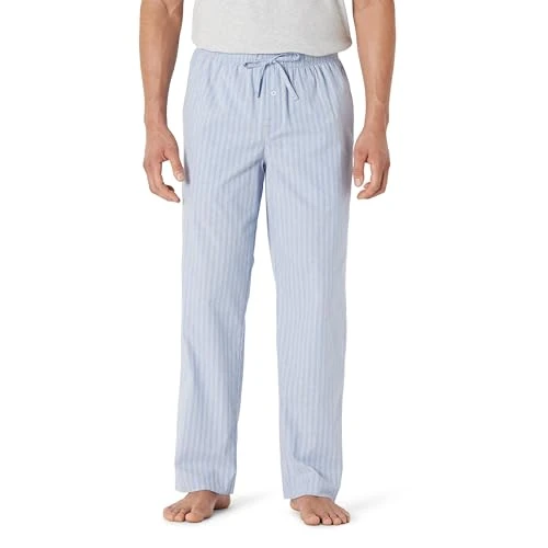Offerta a tempo: Amazon Essentials Pantaloni Pigiama in Popeline di Cotone dalla Linea Dritta con Coulisse ed Elastico in Vita Uomo, Blu Fiordaliso Thin Stripe, XXL - 0.00% da 12.94 € a 12.94 €