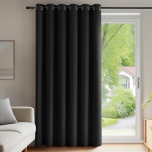 Limited offer: Deconovo Room Divider Curtain Blackout Opaque Curtains with Eyelets Living Room Noise Protection Thermal Curtain Bedroom 260 x 200 cm (Height x Width), Black, 1 Piece from 34.99 EUR to 34.99 EUR (save 0%)