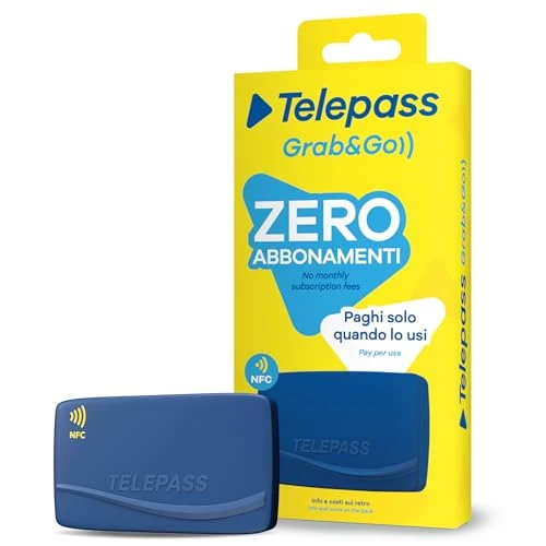 Telepass Grab&Go – Dispositivo sin tarifa fija, modo de pago por uso, activación por pago después de la compra – para peajes, aparcamiento, rayas azules, zona C, e-viñetas, ferries estrechos Messina