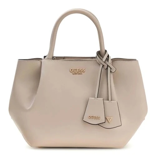 GUESS handbag shoulder bag Amorette Girlfriend Satchel Light Taupe creme-white