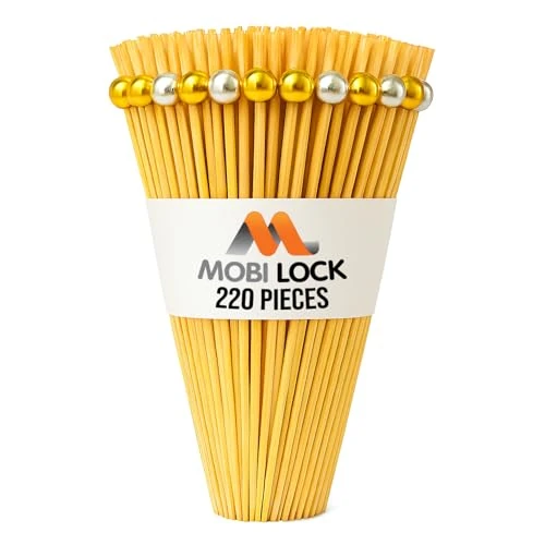 Offerta a tempo: 220 Pezzi Bastoncini di Bambù con Perle Oro & Argento - 12 cm Stuzzicadenti a Sfera per Antipasti e Bevande - Eleganti Bastoncini in Legno per Taglieri, Feste & Eventi - di Mobi Lock - 38% da 11.99 € a 7.49 €