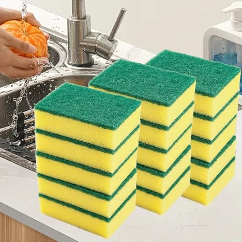 Offerta a tempo: 15 confezioni di spugne per la pulizia della cucina, spugne per piatti a doppia faccia per la pulizia della casa e della cucina, spugne antigraffio per la pulizia - 0.00% da 7.66 € a 7.66 €