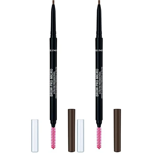 Offerta a tempo: Rimmel London Matita Sopracciglia Brow Pro Microdefiner, Formula a Lunga Durata, Pettinino Incorporato, 002 Soft Brown (Confezione da 2) - 30% da 14.20 € a 9.92 €
