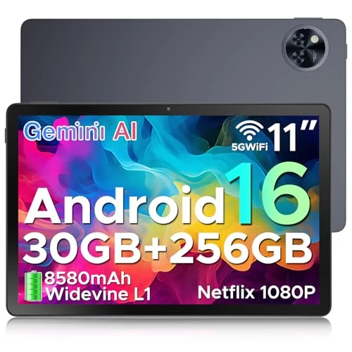 DOOGEE U11 PRO 2025 Tablet Android 16, 30GB+256GB/2TB Gemini AI, 8580mAh 7.9mm Thin Tablet 11 Zoll, T7200 Octa Core Tablets Gaming, 90Hz 1080P 13MP+5MP, Widevine L1/Face ID/5G WiFi/BT5.0/OTG/GPS