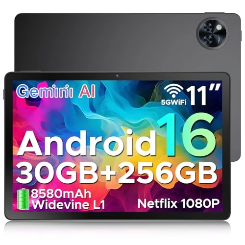 DOOGEE U11 PRO 2025 Tablet Android 16, 30GB+256GB/2TB Gemini AI, 8580mAh 7.9mm Thin Tablet 11 Zoll, T7200 Octa Core Tablets Gaming, 90Hz 1080P 13MP+5MP, Widevine L1/Face ID/5G WiFi/BT5.0/OTG/GPS