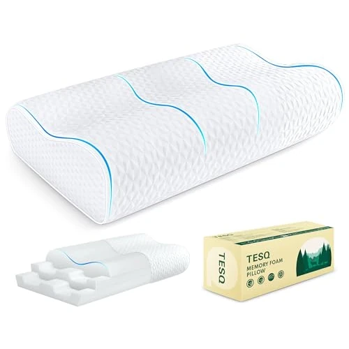 Offerta a tempo: TESQ Cuscino sandwich a tre strati: realizzato in memory foam dinamico, design ergonomico e con contorno regolabile, adatto per posizione laterale, schiena e prona. - 0.00% da 69.99 € a 69.99 €