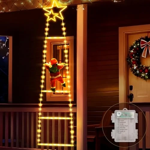 Buudala LED-Lichterkette, 8 Modi, LED-Dekoration für den Außenbereich, Weihnachtsmann, Lichterkette für Außen, Innenbereich, Haus, Fenster, Garten, Weihnachtsbaum