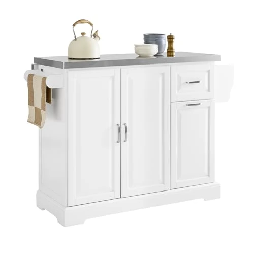 Limited-time offer: SoBuy Kitchen Island on Wheels Rolling Storage Trolley with Expandable Worktop Kitchen Storage Unit Cabinet Sideboard with 2 Spacious Drawers Coffee Station W130 x D46/71 x H91cm White FKW128-ST from 306.90 GBP to 306.90 GBP (save 0%)